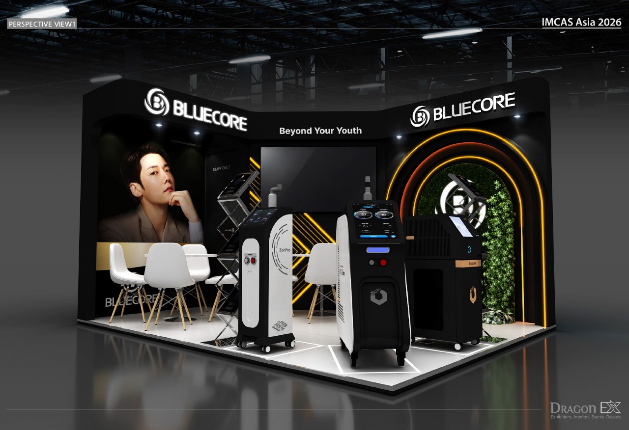 Bluecore at Imcas 2026 exhibition booth view